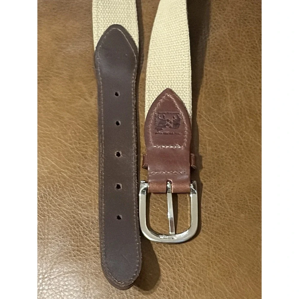 Belted Cow Co Nautical Sailboat Ribbon Club Belt Mens 44 Leather Preppy Yacht